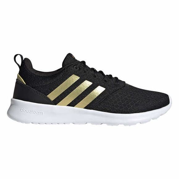 Adidas QT Racer 2.0 Women's Running Shoes Sneakers Black Metallic Gold - Picture 4 of 8